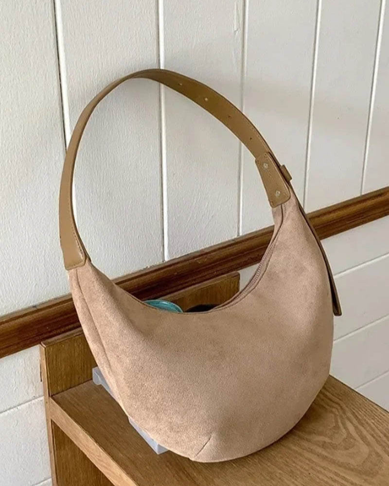 Ava - Faux Suede Halfmoon Bag