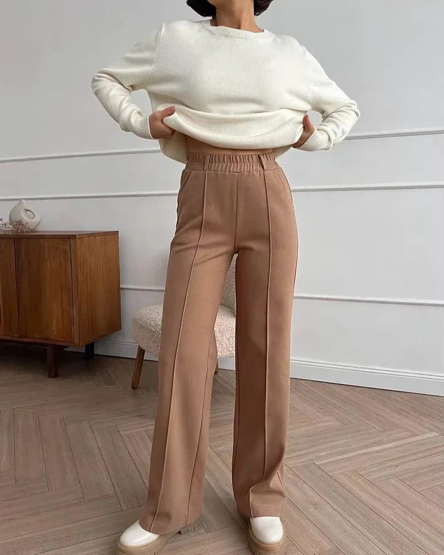 Elise – Wool-Blend Wide-Leg Trousers