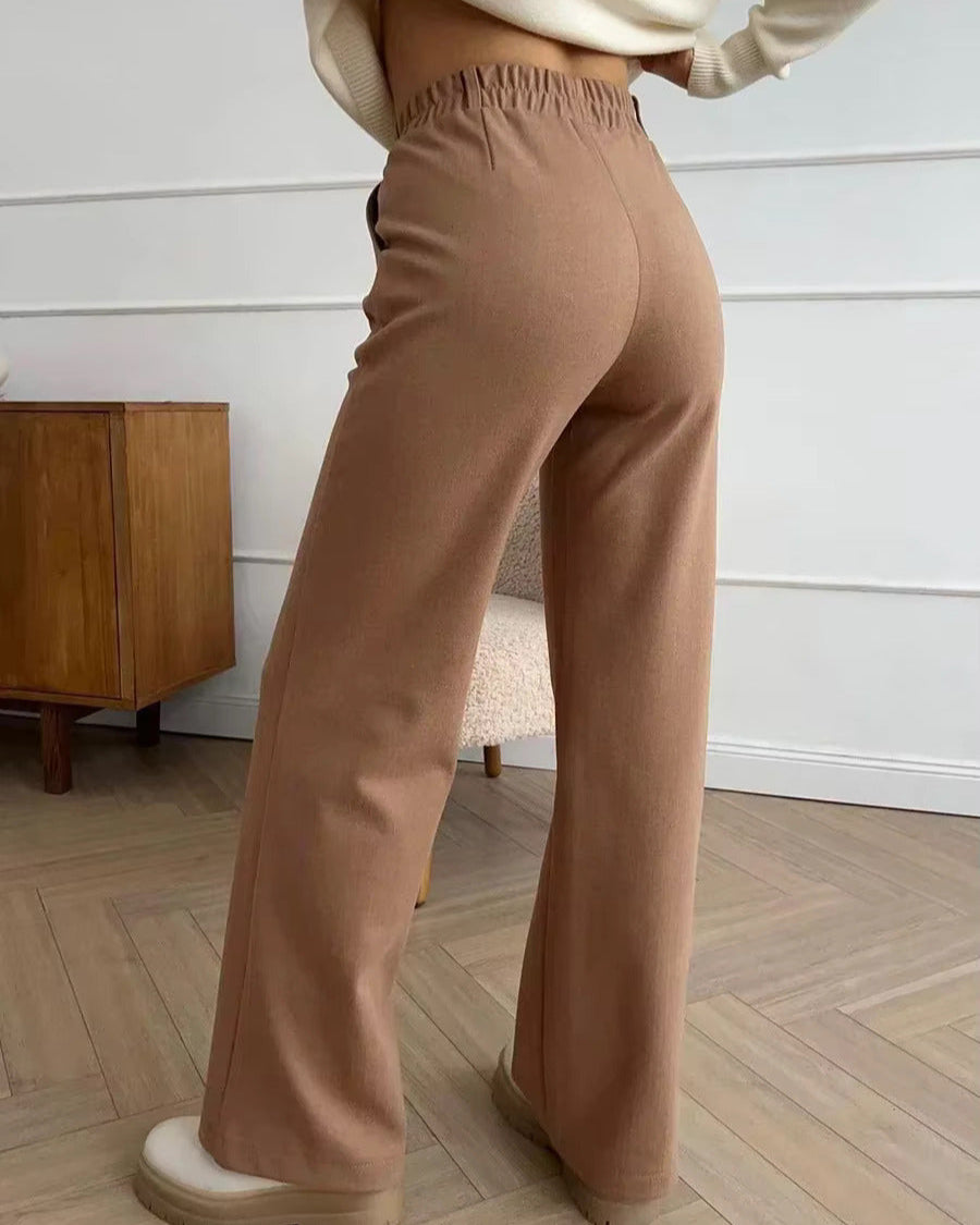 Elise – Wool-Blend Wide-Leg Trousers