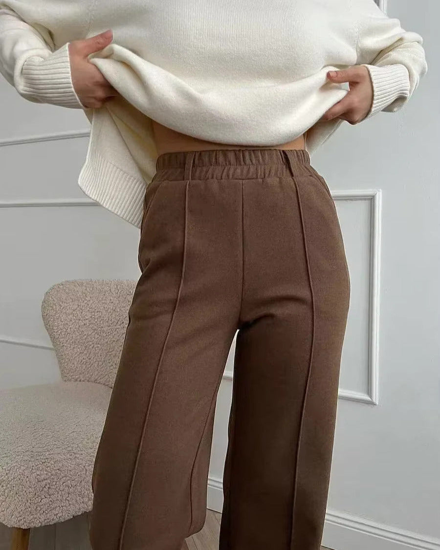 Elise – Wool-Blend Wide-Leg Trousers