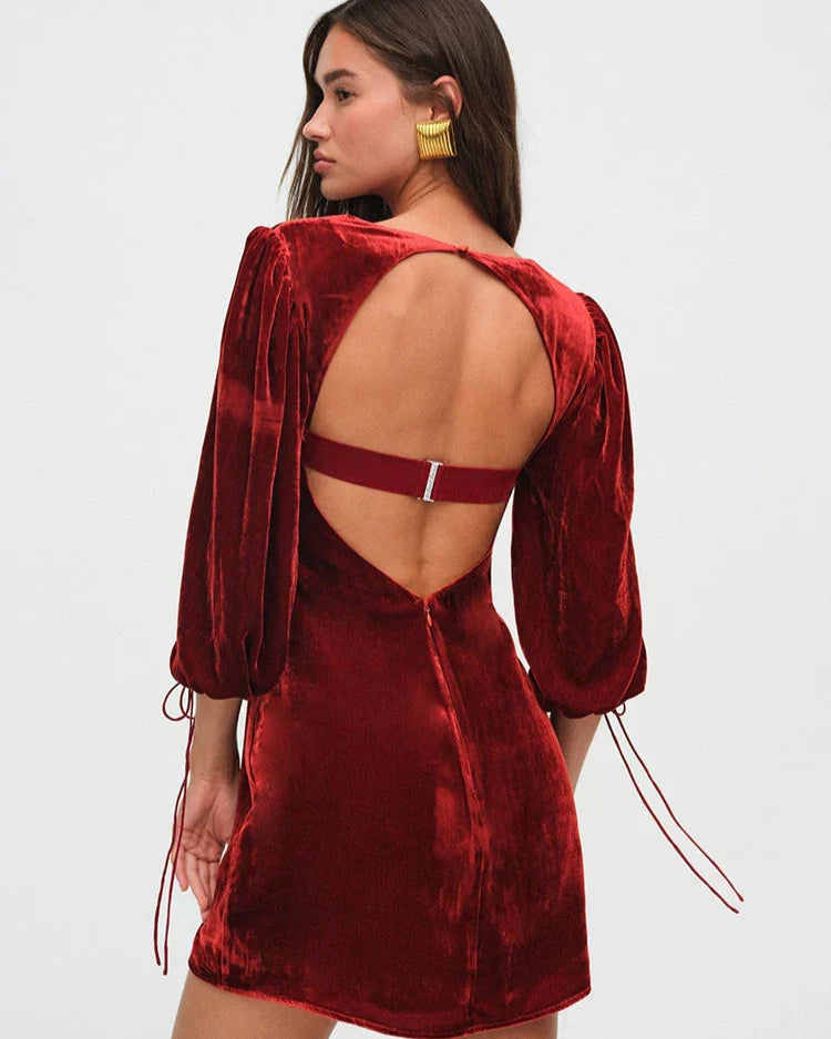 Sophia - Velvet Backless Dress