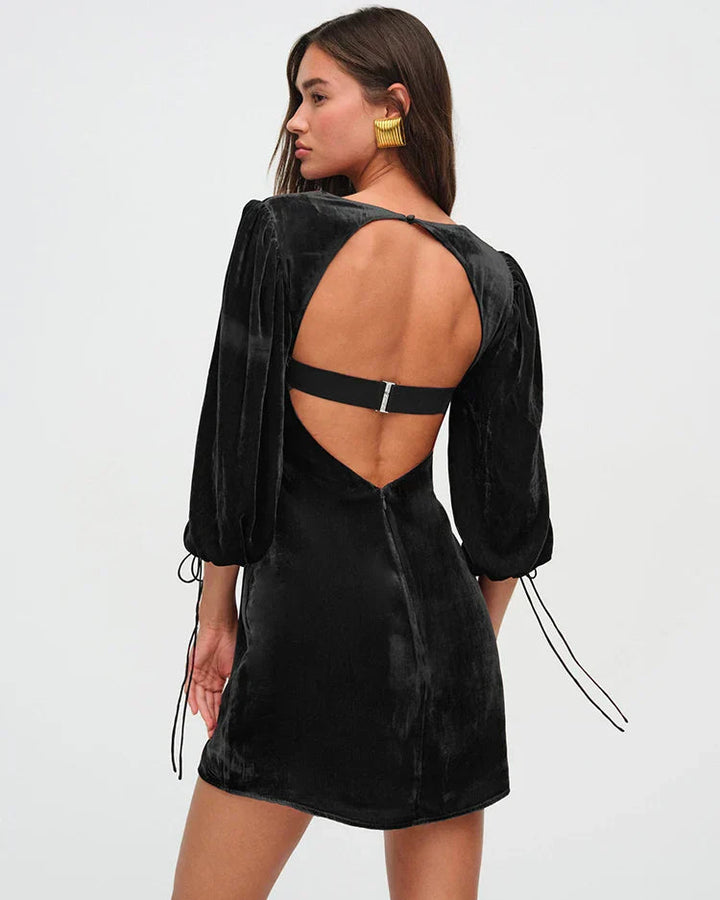 Sophia - Velvet Backless Dress