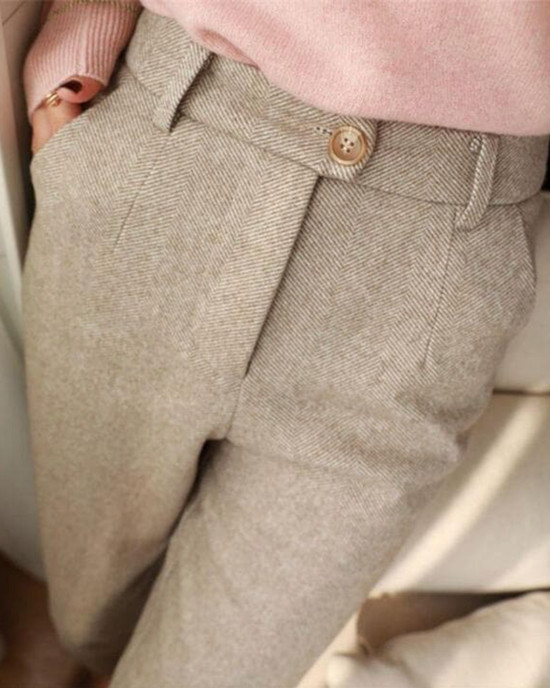 Grace - Herringbone Tailored Trousers